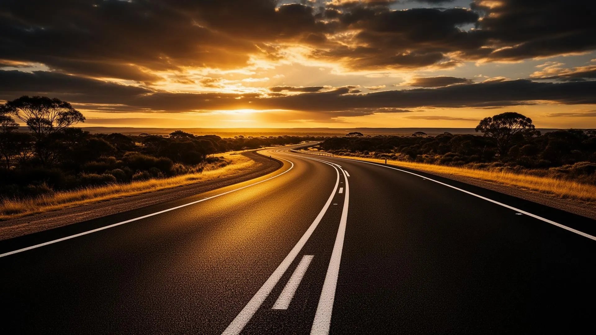 Australian highway at sunset